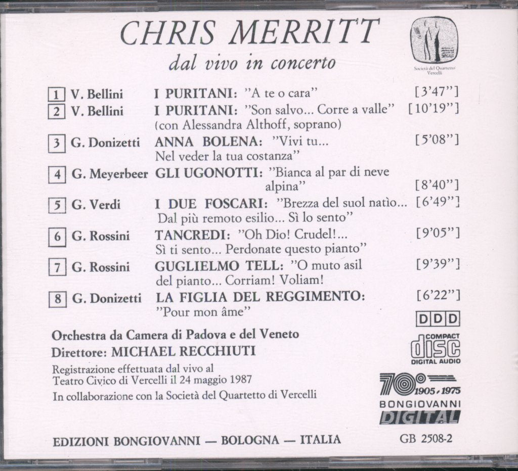 Chris Merritt / Michael Recchiuti / Orchestra Di Padova E Del Veneto - Dal Vivo In Concerto - Cd