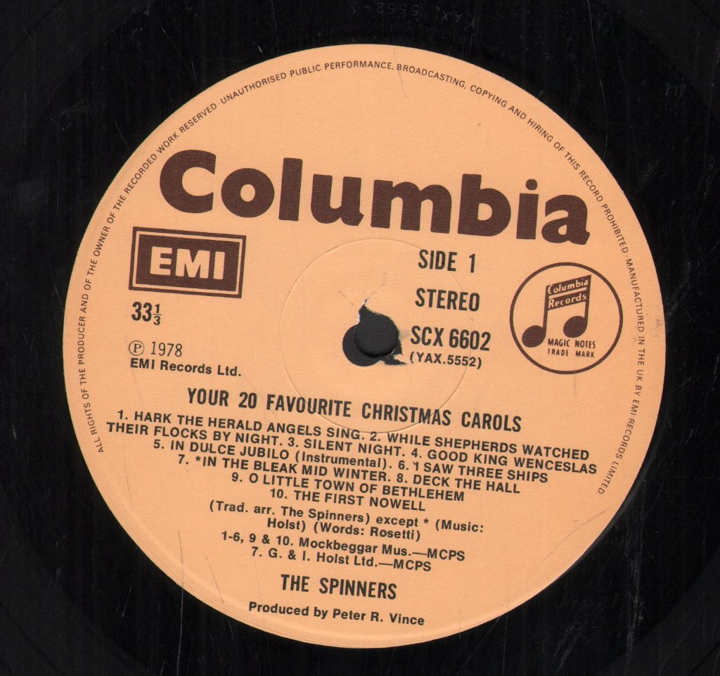 Spinners (Folk Group) - Your 20 Favourite Christmas Carols - Lp