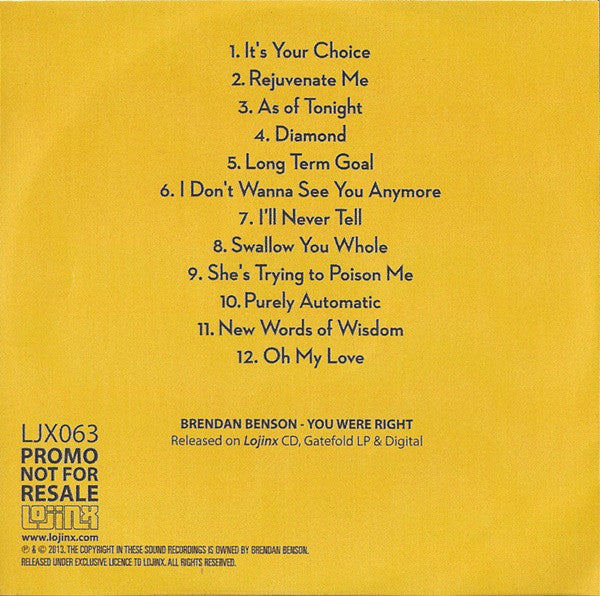 Brendan Benson - You Were Right - Cdr
