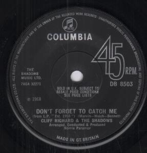 Cliff Richard And The Shadows - Don't Forget To Catch Me - 7 Inch