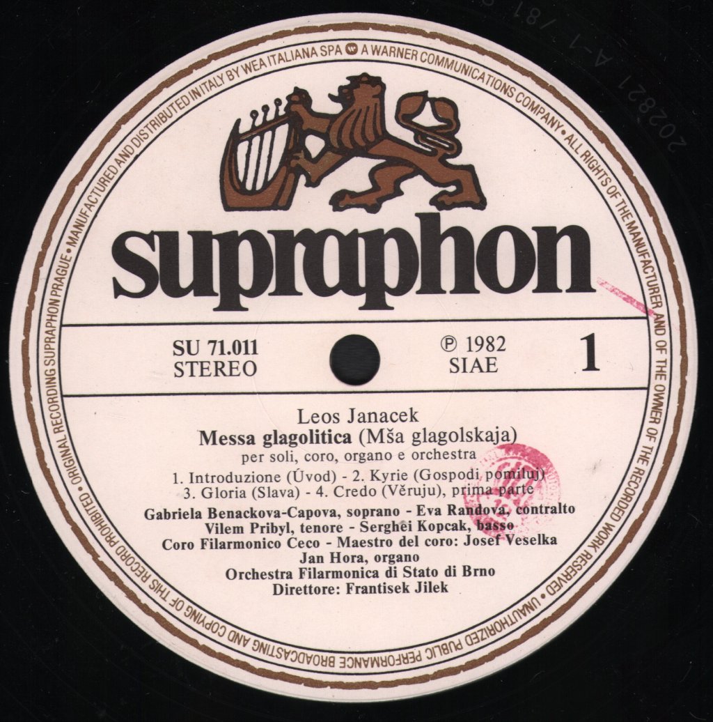 Gabriela Benackova-Capova / Eva Randova / Brno State Philharmonic Orchestra / Frantisek Jilek - Leos Janacek - Messa Glagolitica - Lp