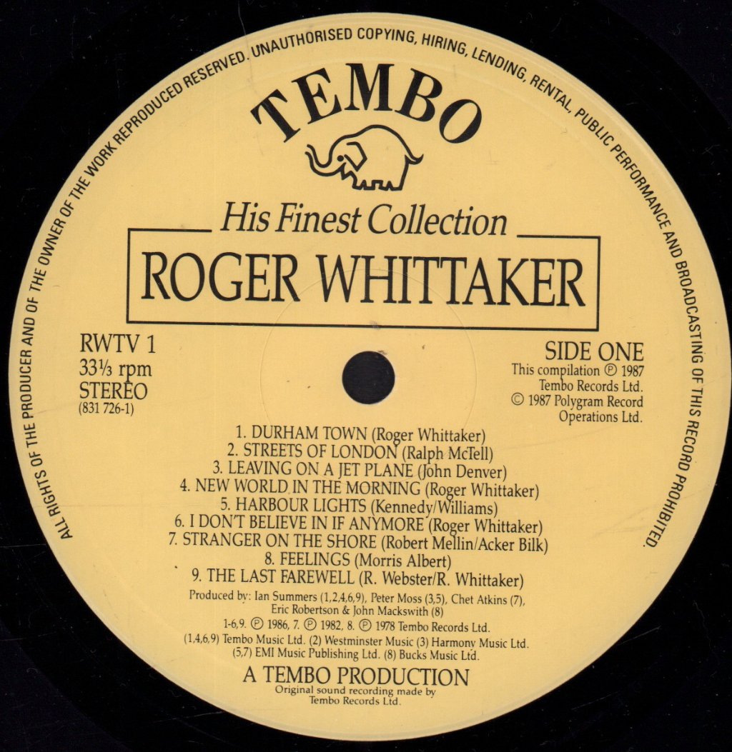 Roger Whittaker - His Finest Collection - Lp