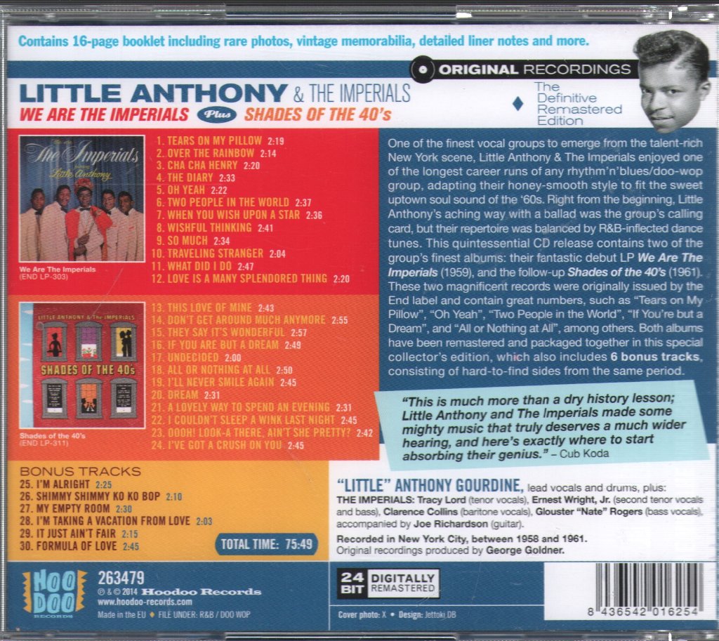 Little Anthony & The Imperials - We Are The Imperials Plus Shades Of The 40's - Cd
