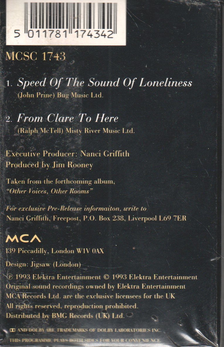 Nanci Griffith - Speed Of The Sound Of Loneliness - Cassette