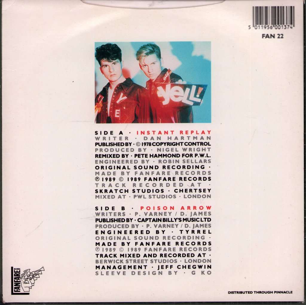 Yell (Pop) - Instant Replay - 7 Inch