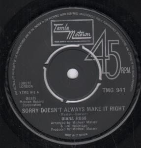 Diana Ross - Sorry Doesn't Always Make It Right - 7 Inch