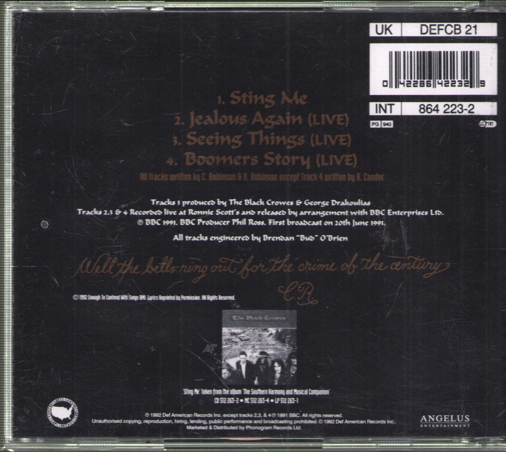 Black Crowes - Sting Me - Double Cd