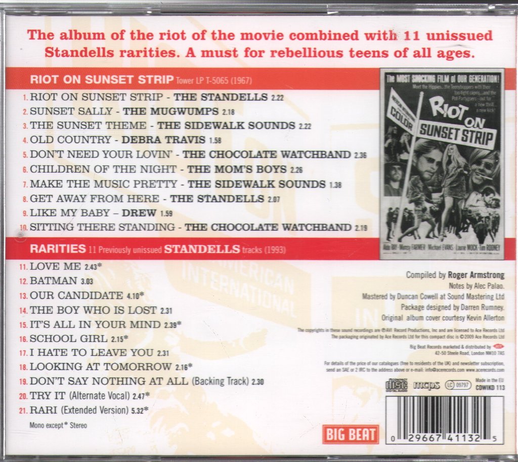 Various Artists - Riot On Sunset Strip / Rarities: The Standells - Cd