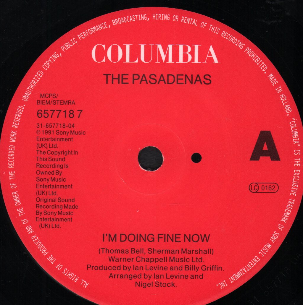 Pasadenas - I'm Doing Fine Now - 7 Inch