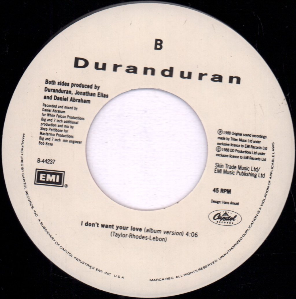 Duran Duran - I Don't Want Your Love - 7 Inch