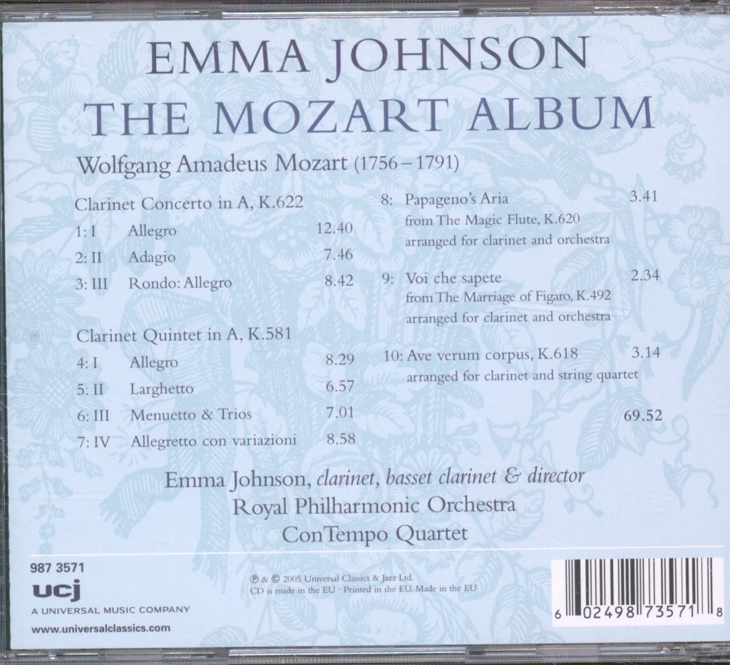 Emma Johnson - Mozart Album - Cd
