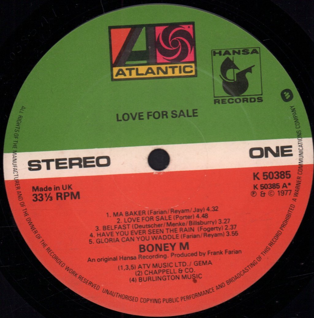 Boney M - Love For Sale - Lp