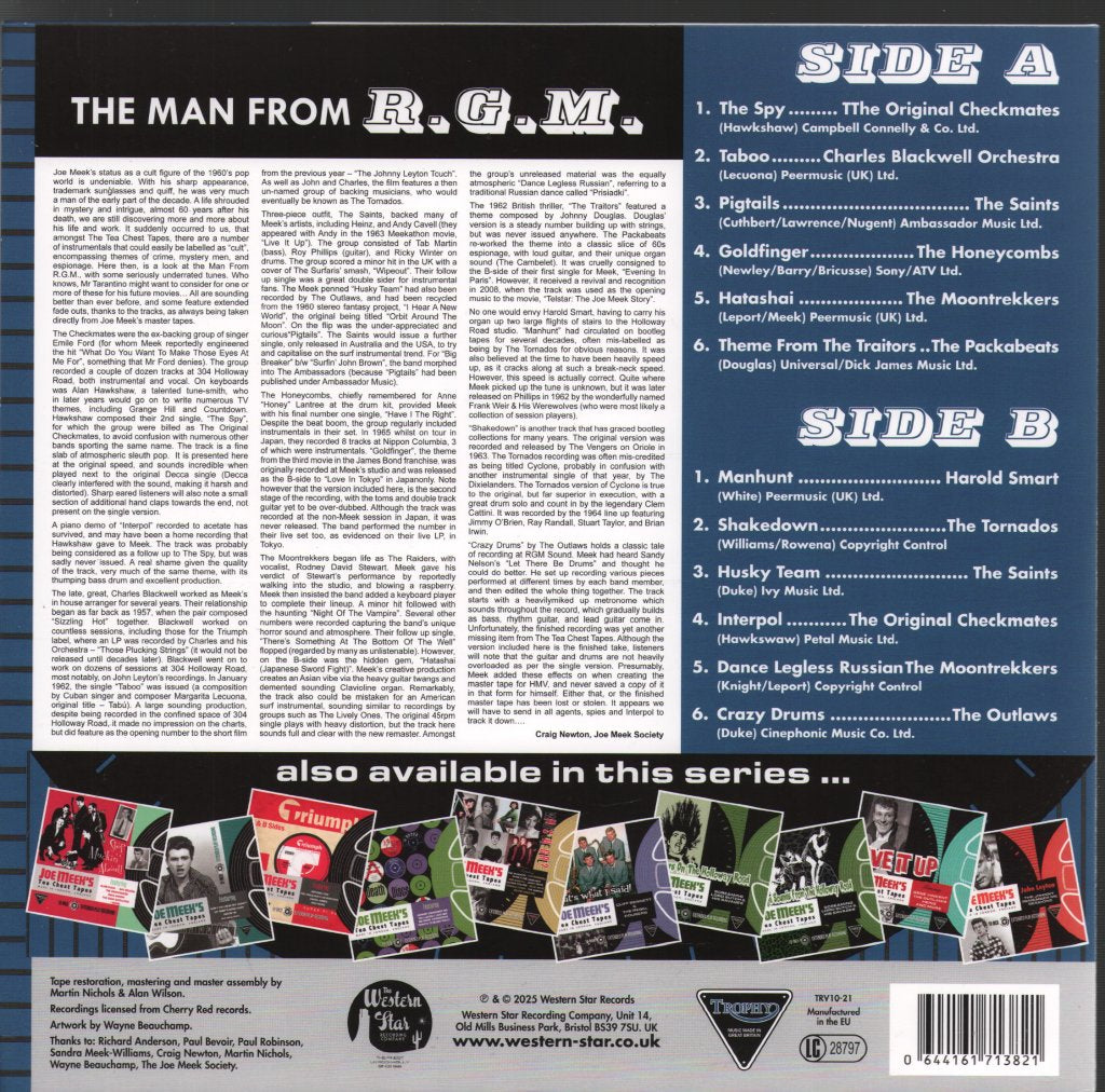 Various Artists - The Man From R.G.M: The Joe Meek Tea Chest Tapes - 10 Inch