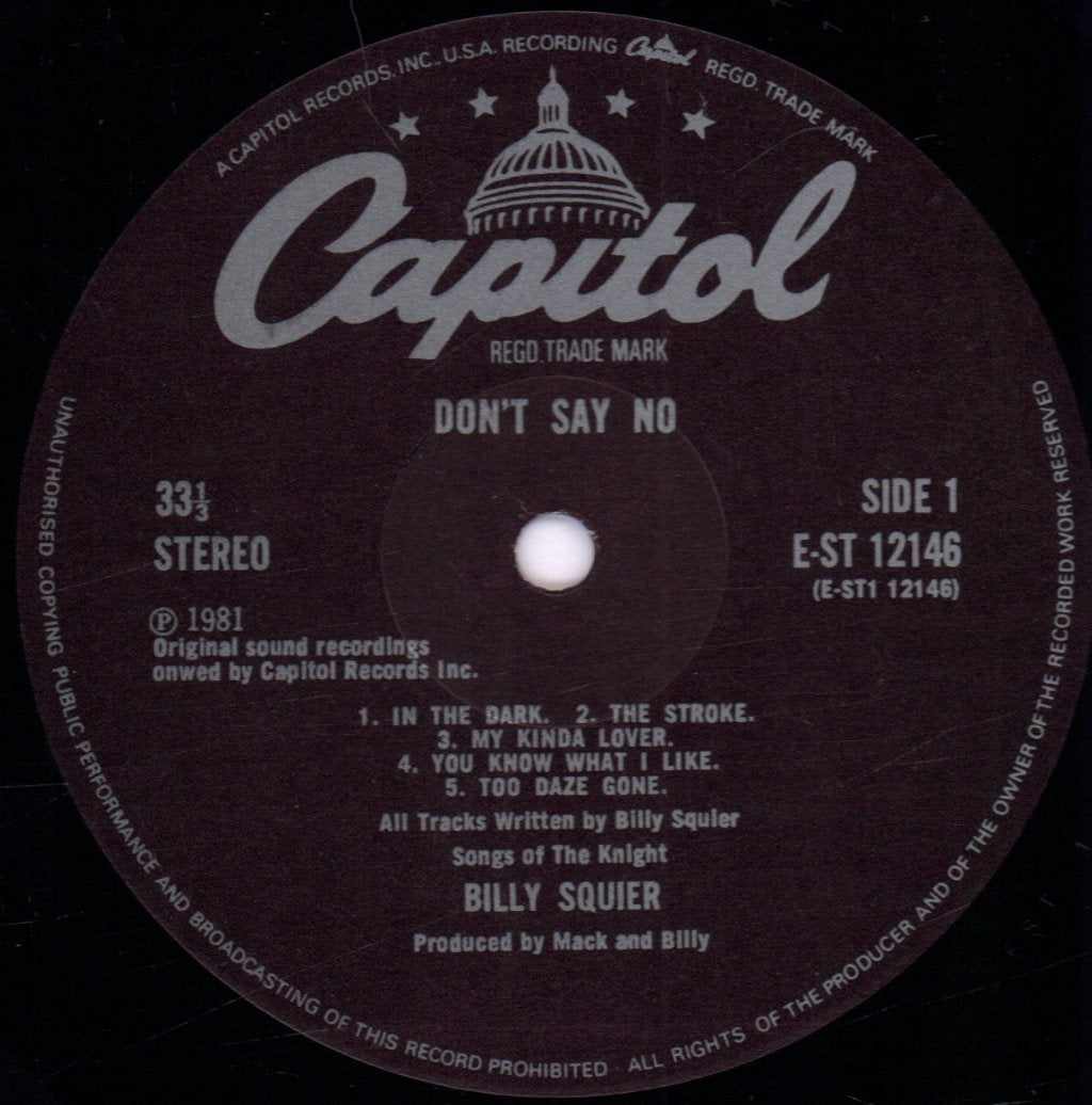 Billy Squier - Don't Say No - Lp