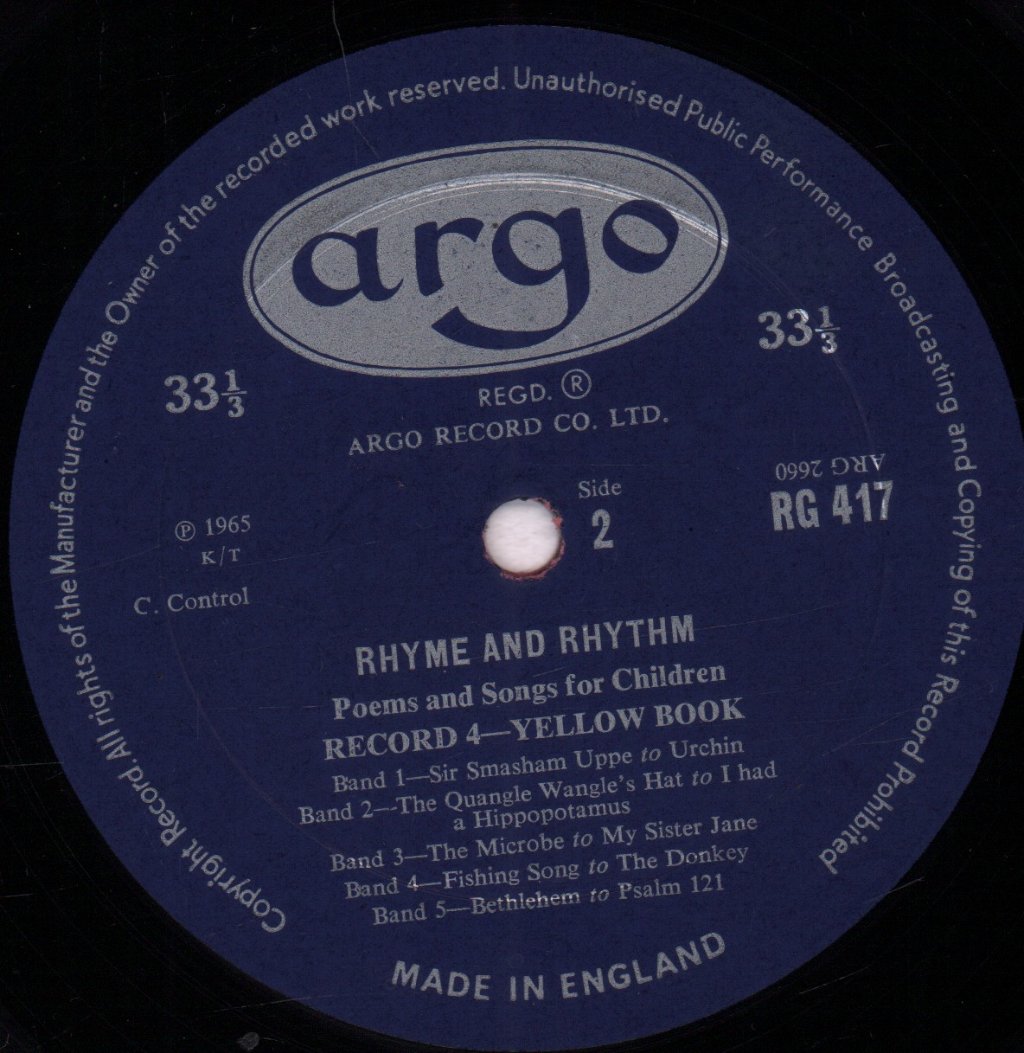 Various Artists - Rhyme & Rhythm: Poems And Songs For Children: Record 4 - Yellow Book - Lp