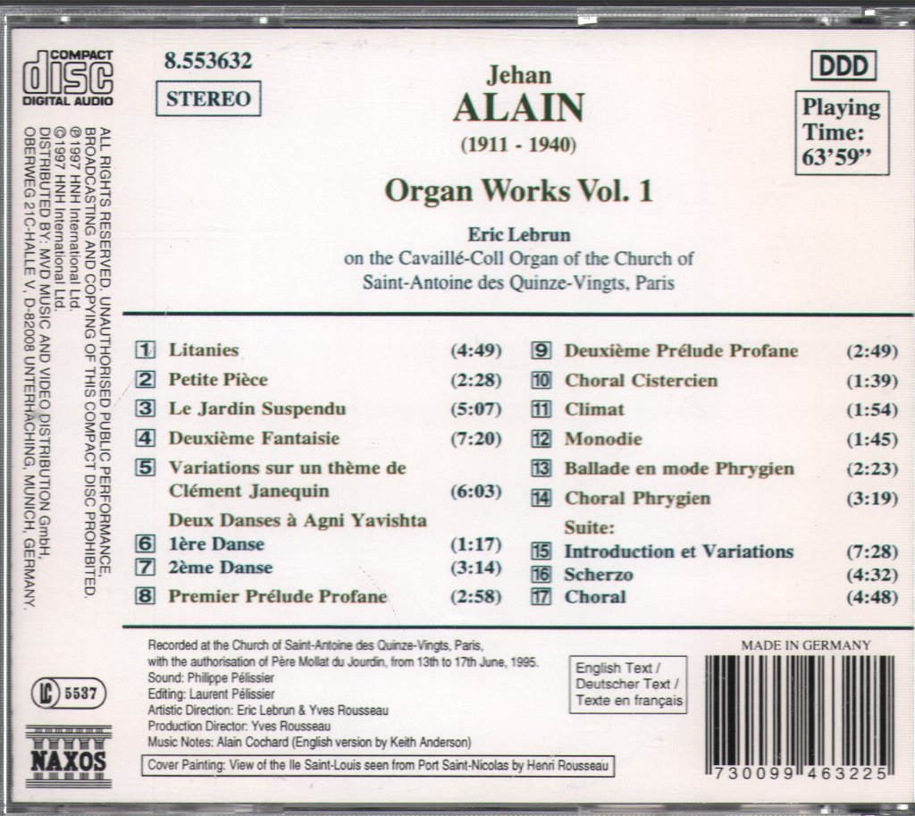 Jehan Alain - Organ Works Vol. 1 - Cd