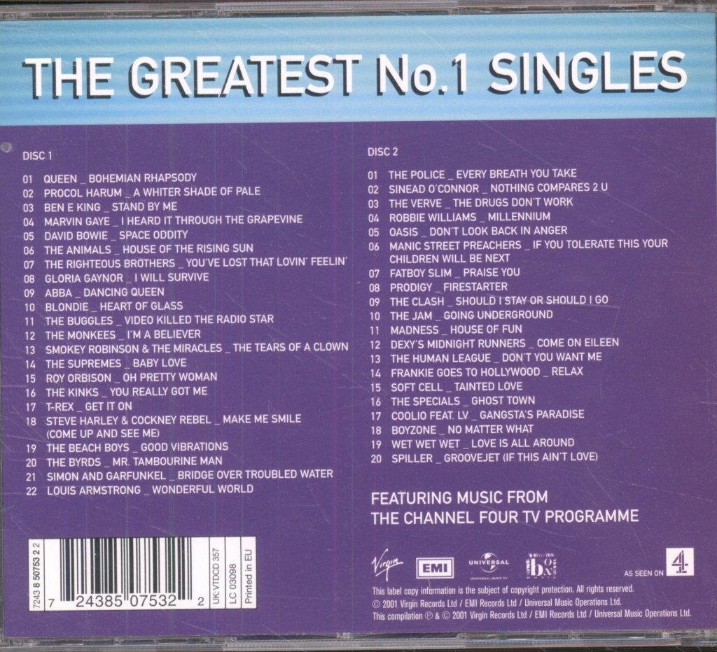 Various Artists - Greatest No.1 Singles - Double Cd
