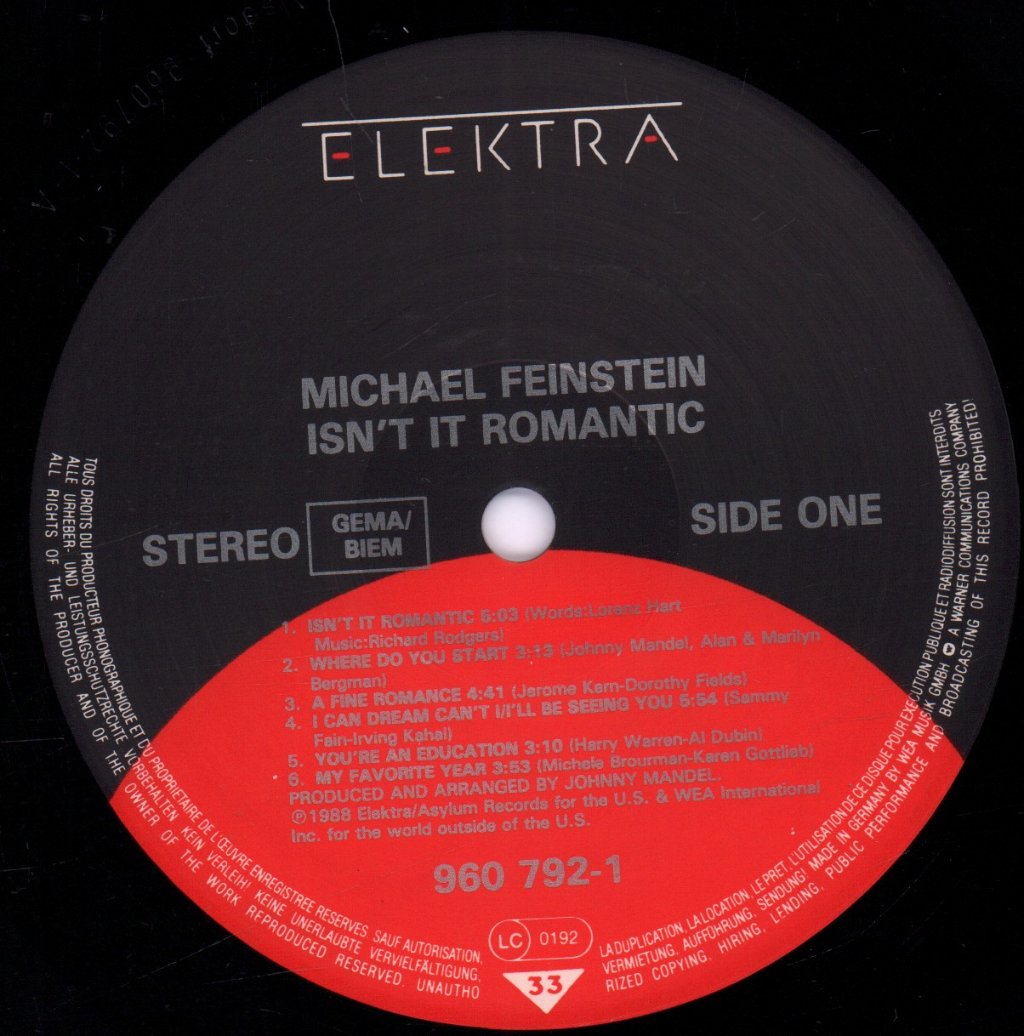 Michael Feinstein - Isn't It Romantic - Lp