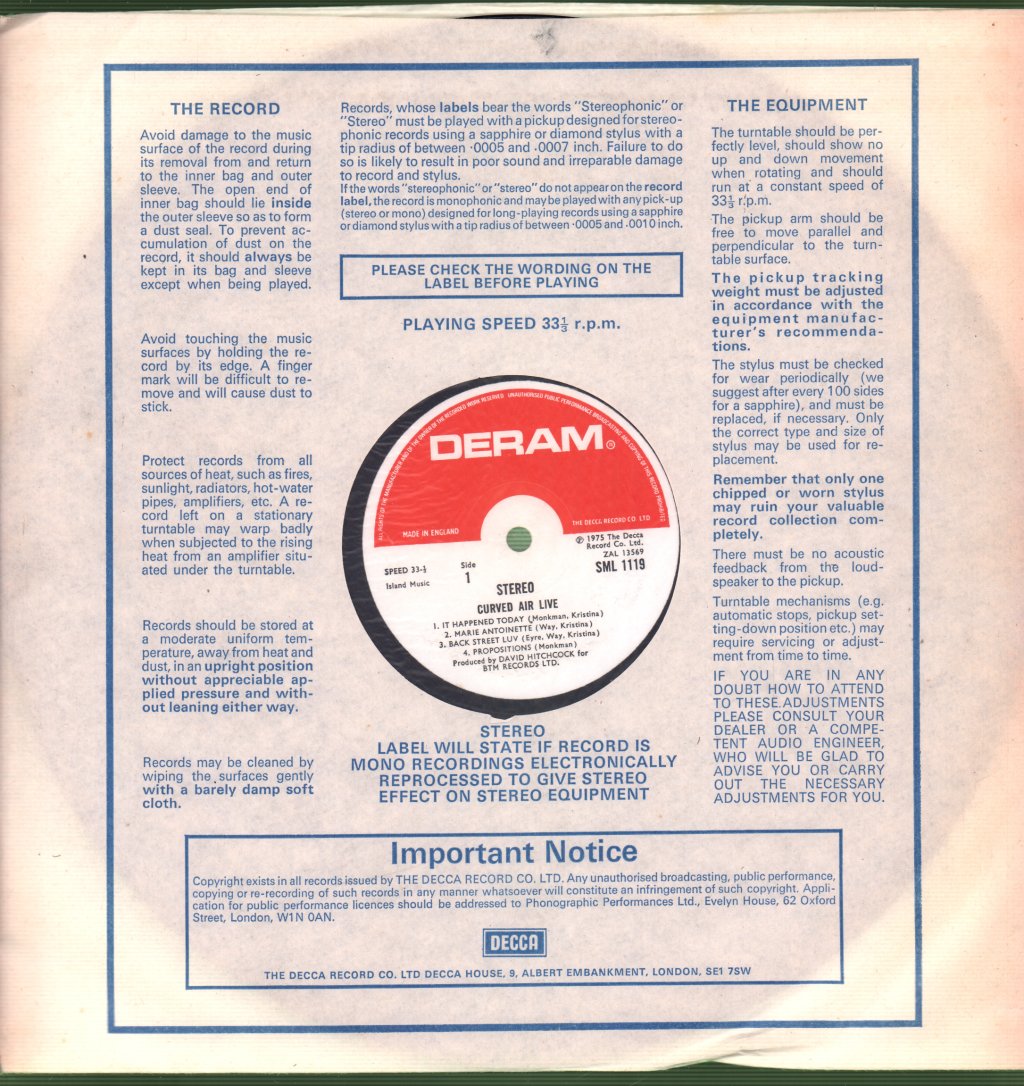 Curved Air - Curved Air Live - Lp