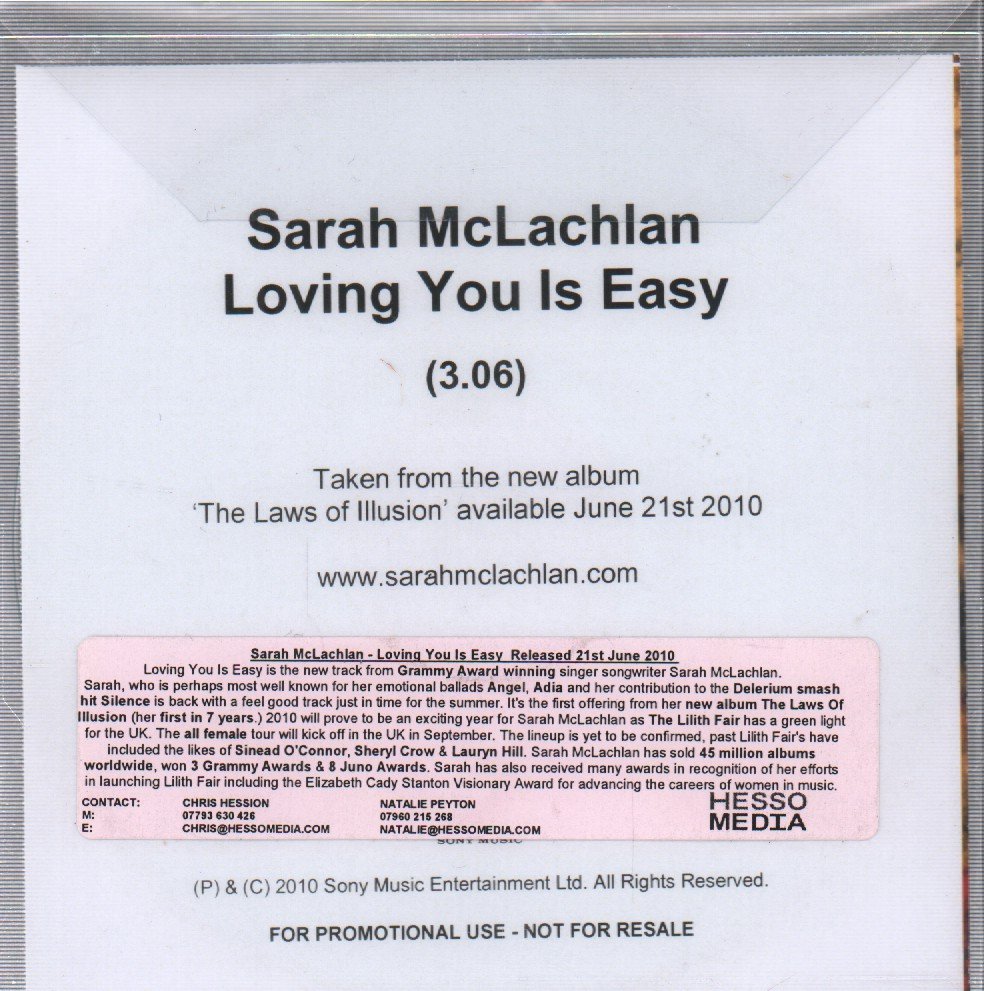 Sarah Mclachlan - Loving You Is Easy - Cdr
