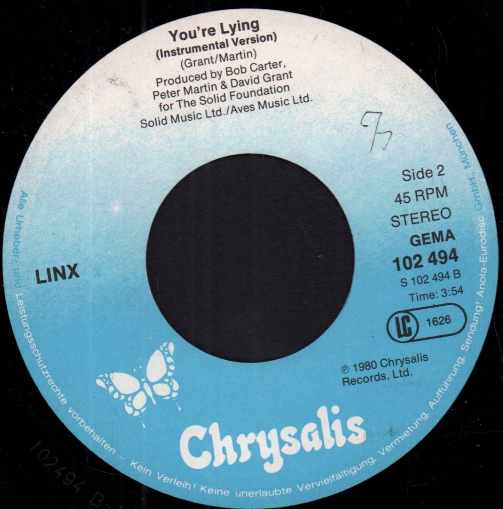 Linx - You're Lying - 7 Inch