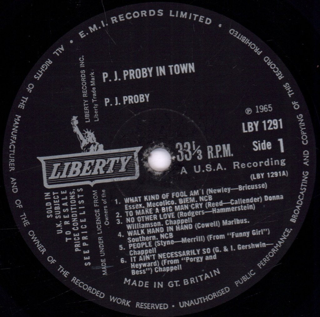 P.J. Proby - In Town - Lp