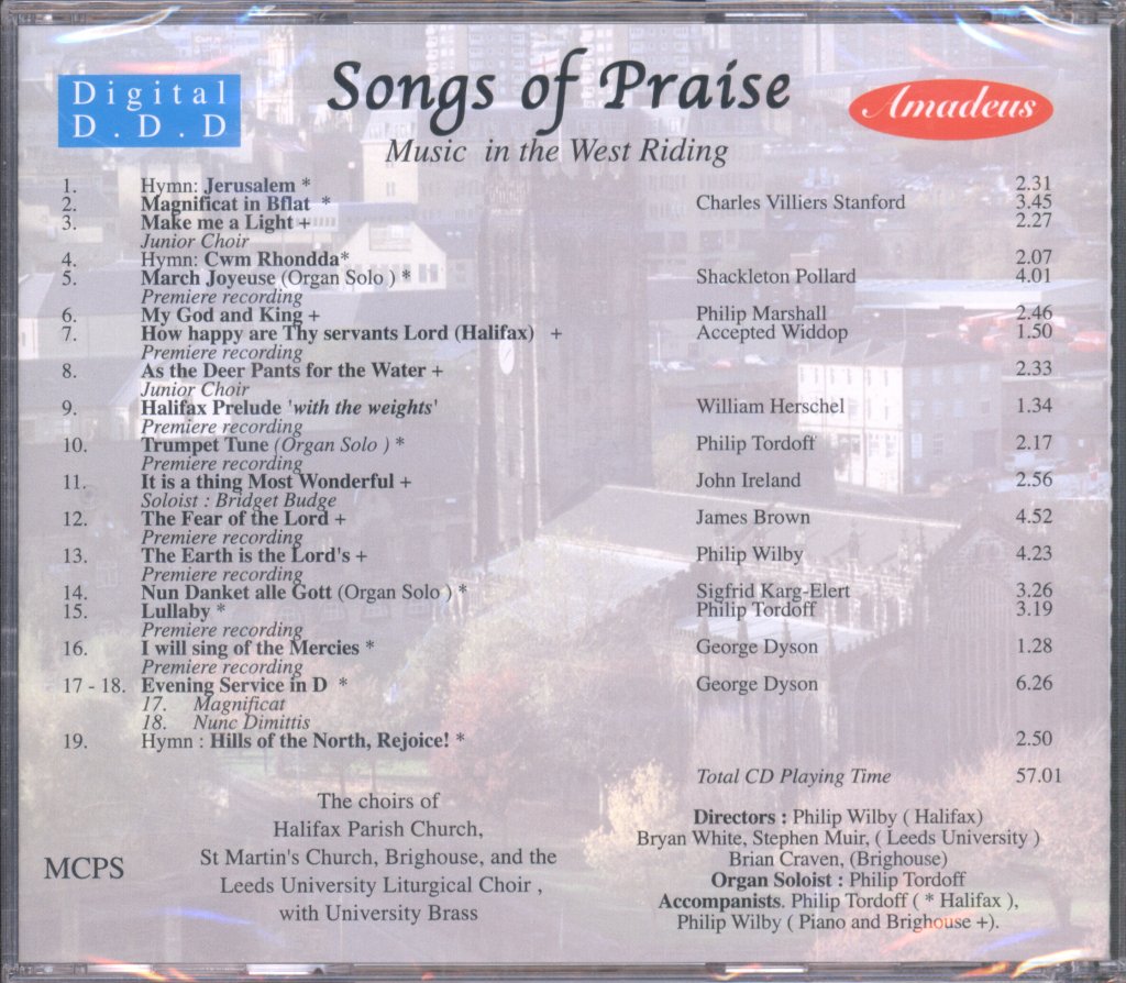 Choirs Of Halifax Parish Church, Brighouse, With University Brass - Songs Of Praise - Music In The West Riding - Cd