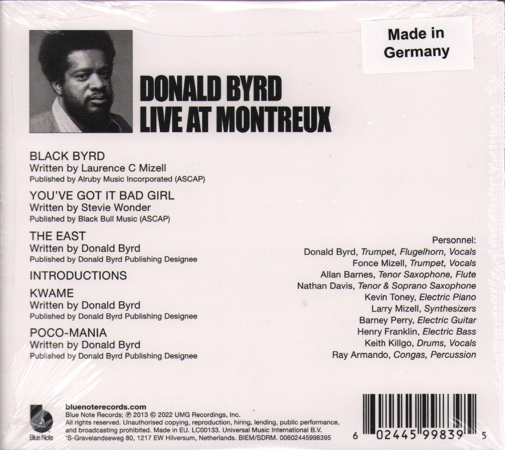 Donald Byrd - Live/Cookin' with Blue Note at Montreux - Cd