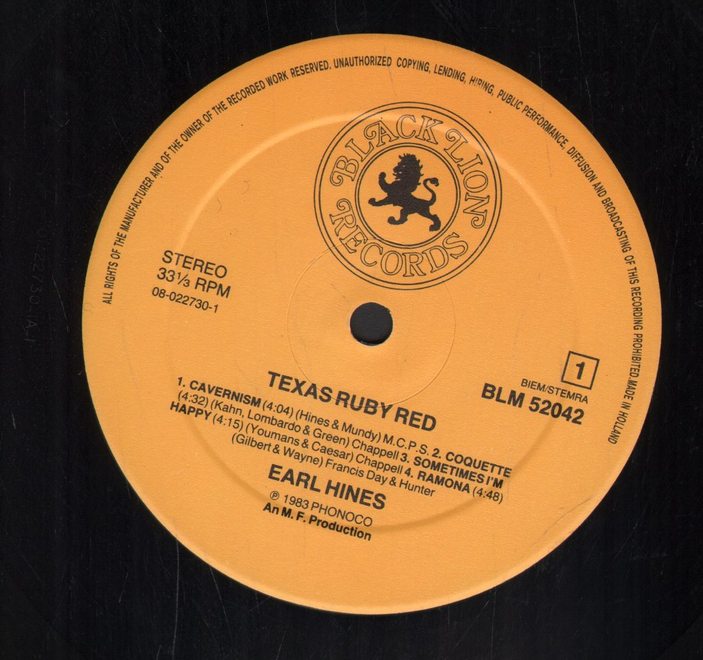 Earl Hines - Texas Ruby Red - Lp