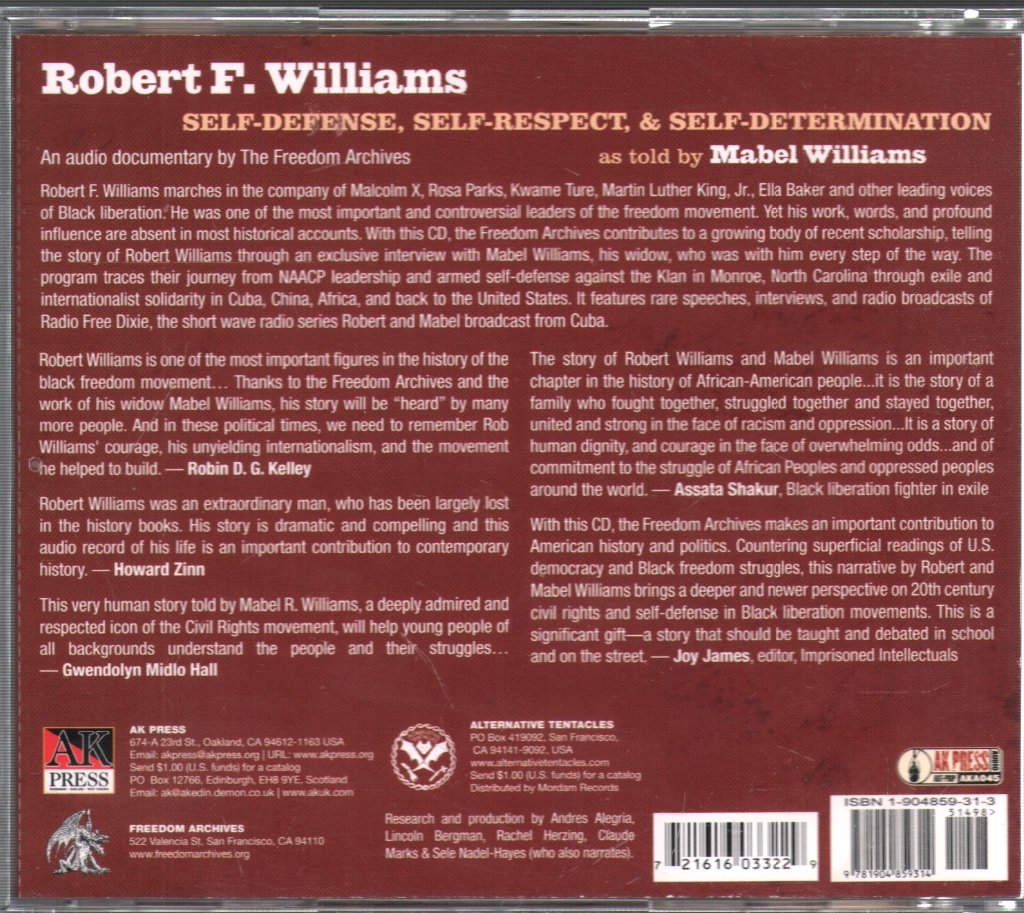 Robert F. Williams - Self Respect, Self Defence And Self Determination - Cd