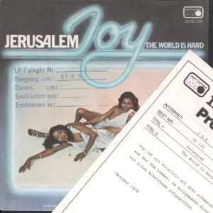Joy (Late 70'S/Early 80'S Group) - Jerusalem - 7 Inch