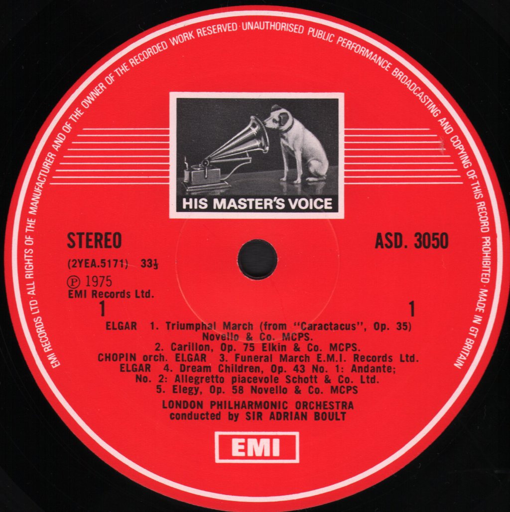 Sir Adrian Boult / London Philharmonic Orchestra - Elgar Orchestral Music - Lp