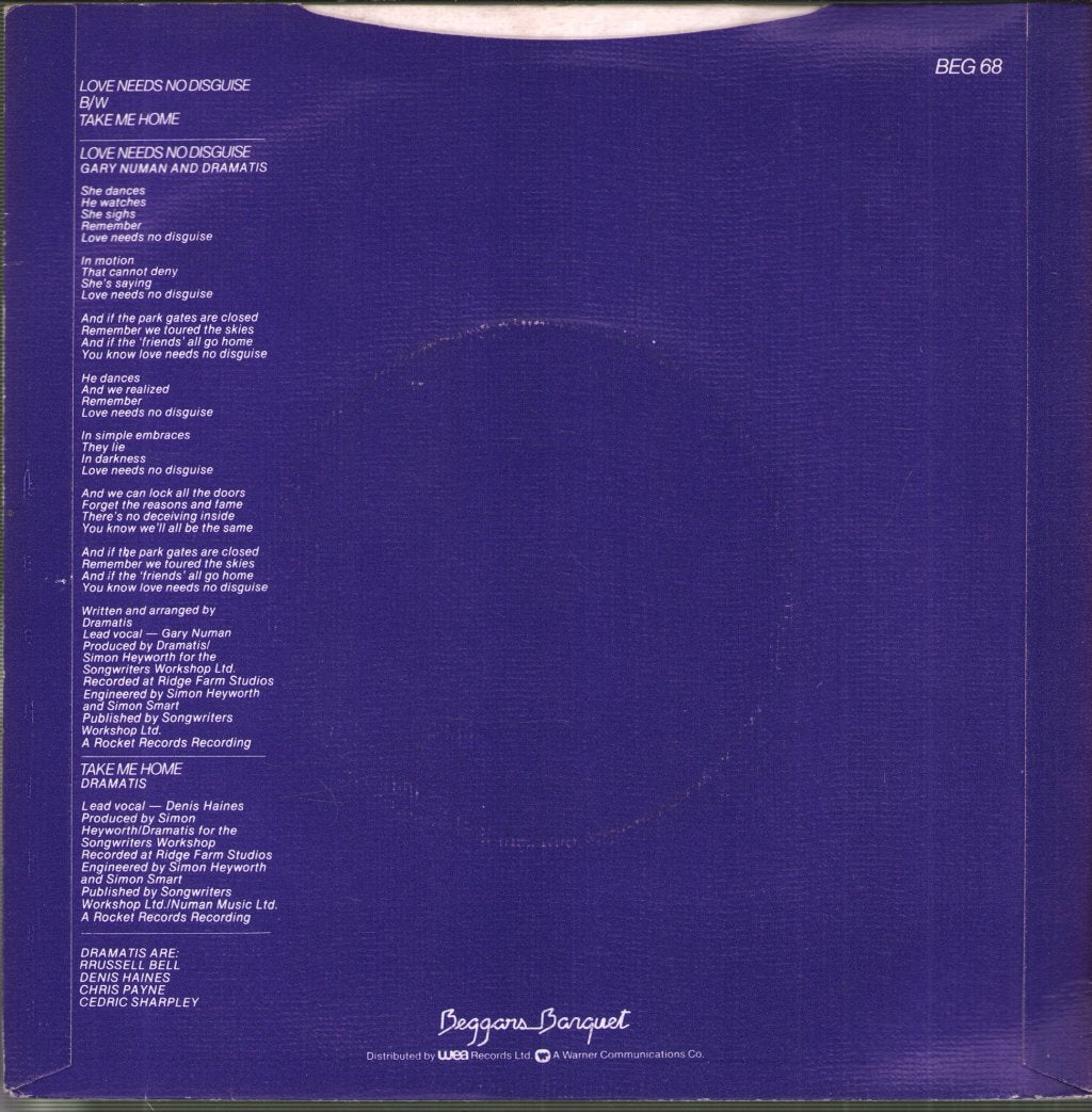 Gary Numan And Dramatis - Love Needs No Disguise - 7 Inch