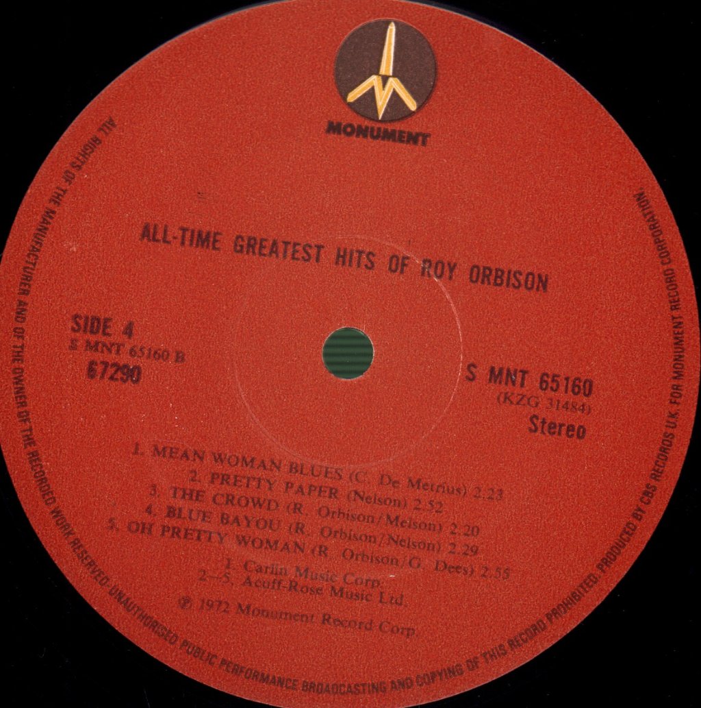 Roy Orbison - All Time Greatest Hits - Double Lp