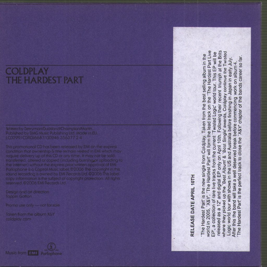 Coldplay - Hardest Part - Cd