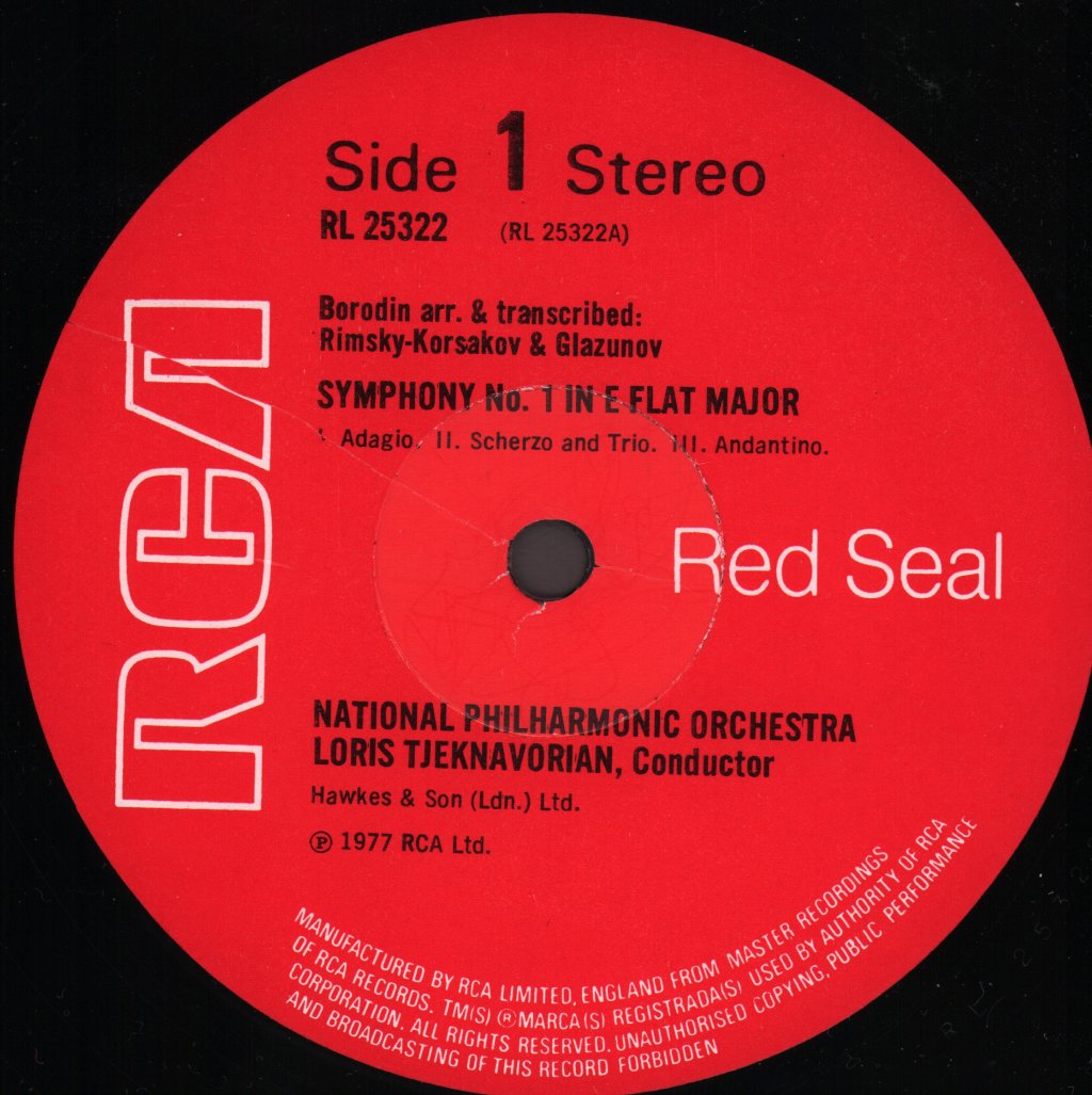 Loris Tjeknavorian / National Philharmonic Orchestra - Borodin - Symphony No. 1 in E Flat Major / Symphony No. 3 In A Minor "Unfinished" - Lp