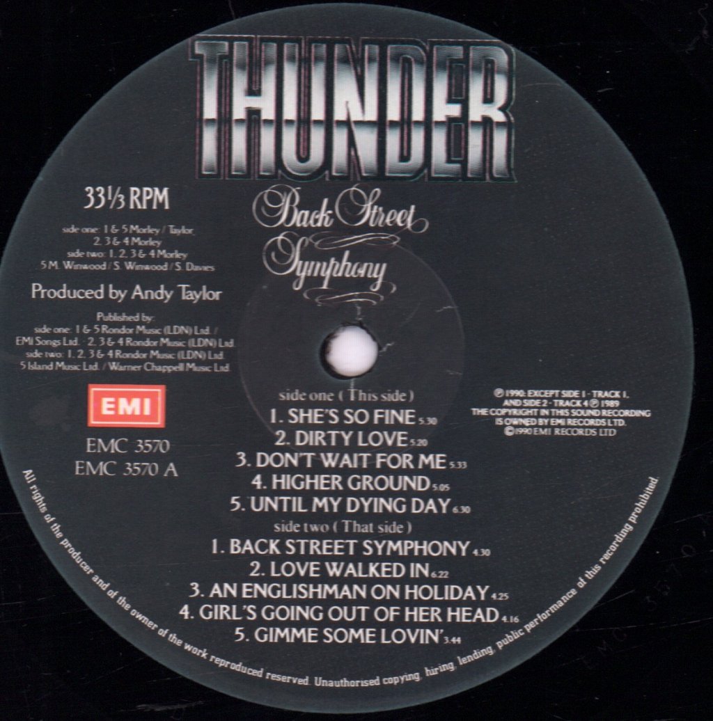 Thunder - Back Street Symphony - Lp