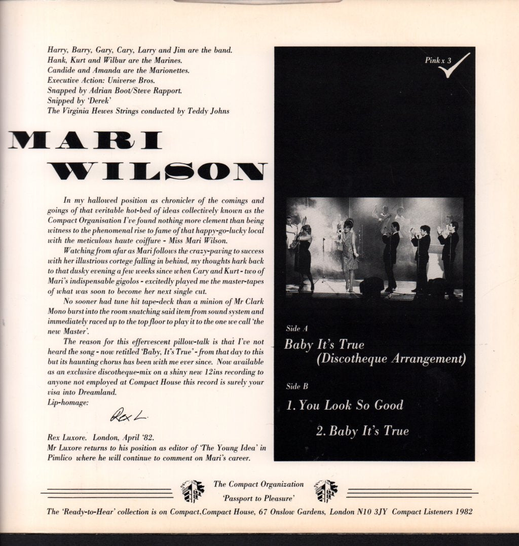 Mari Wilson - Baby It's True - 12 Inch