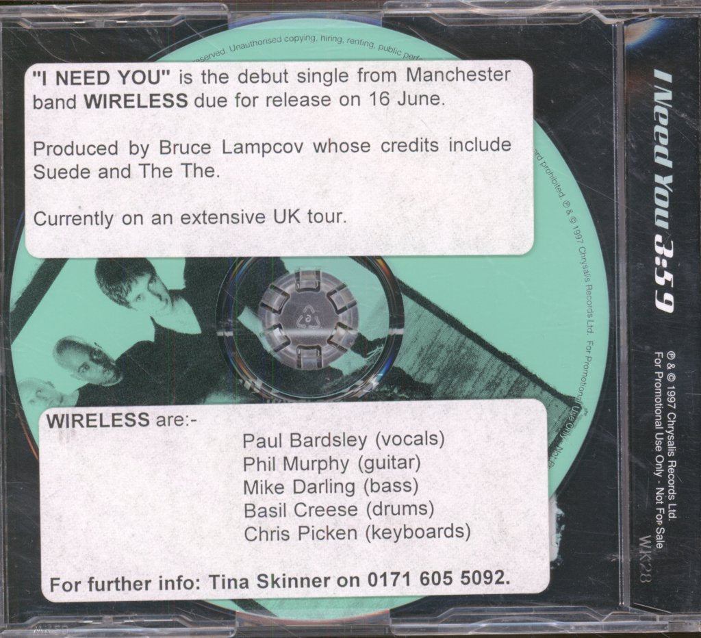 Wireless (90'S Indie Group) - I Need You - Cd