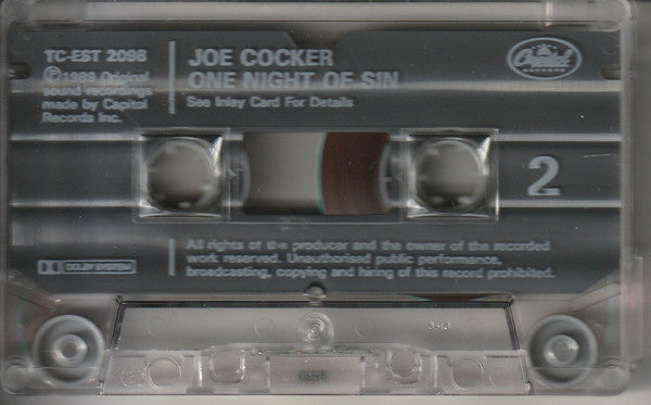 Joe Cocker - One Night Of Sin - Cassette