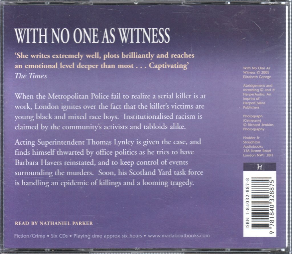 Elizabeth George - With No One as Witness - Cd Set