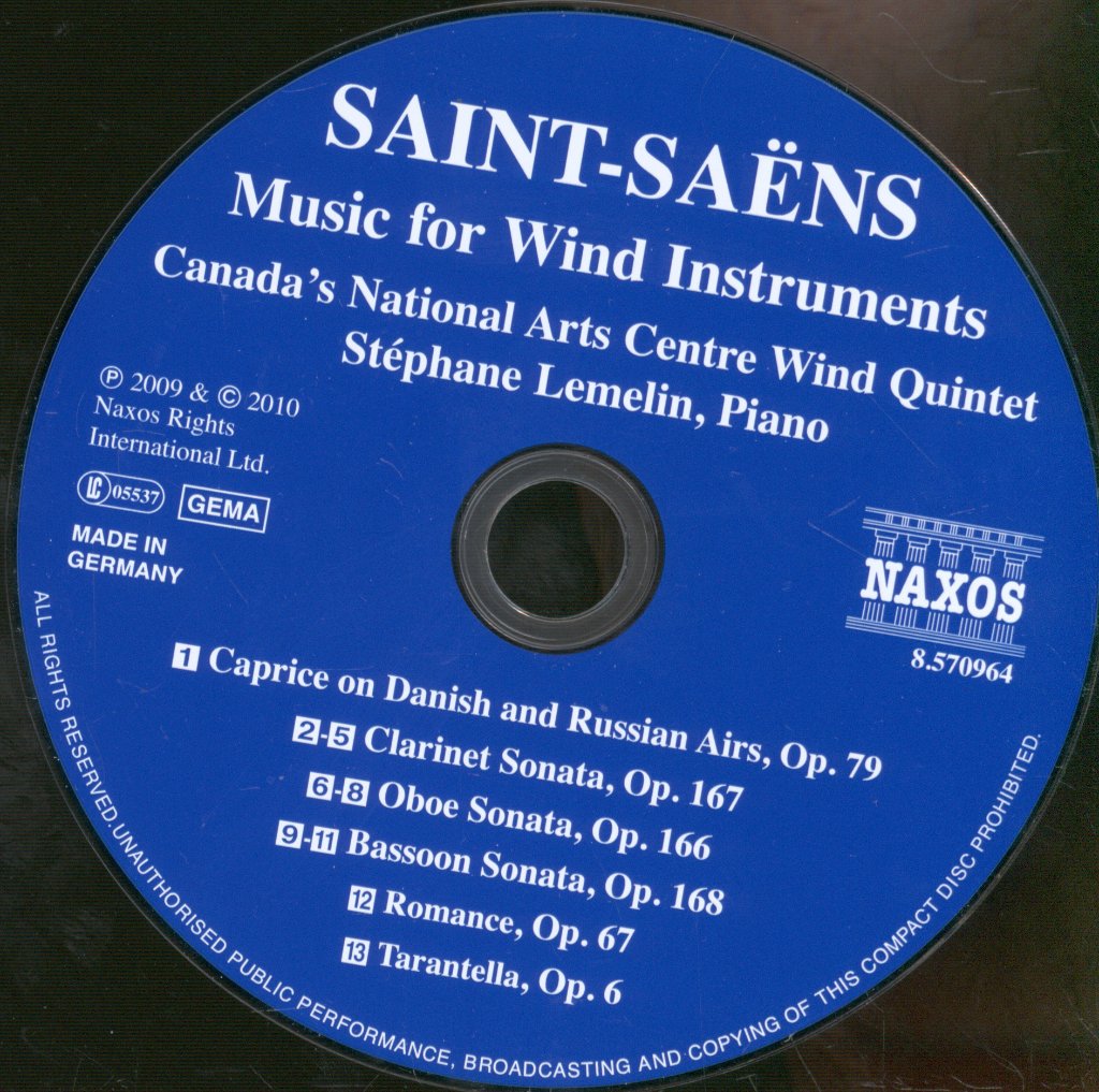 Canada's National Arts Centre Wind Quintet, Stéphane Lemelin - Saint-Saëns - Music For Wind Instruments - Cd