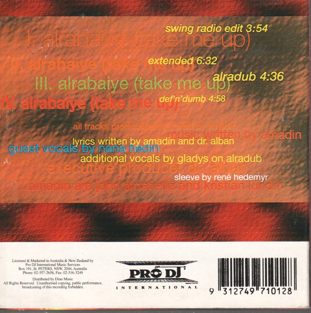 Amadin Featuring Swing - Alrabaiye Take Me Up - Cd