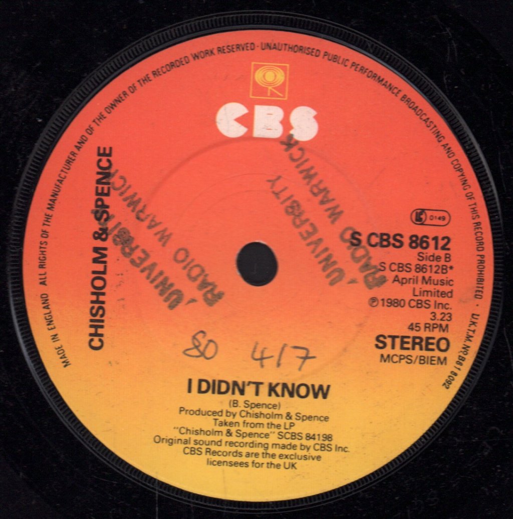 Chisholm And Spence - You Can't Get Near Enough To The One You Love - 7 Inch