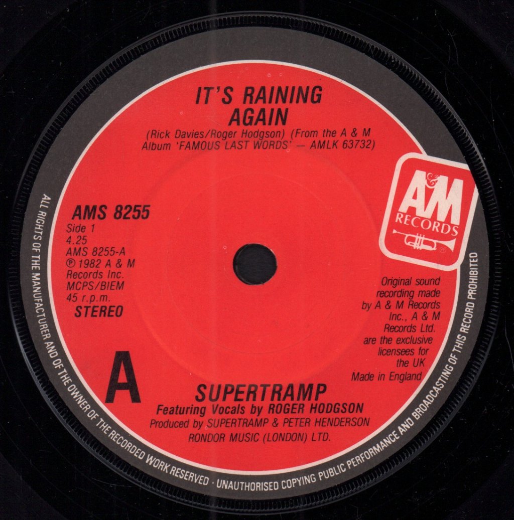 Supertramp - It's Raining Again - 7 Inch