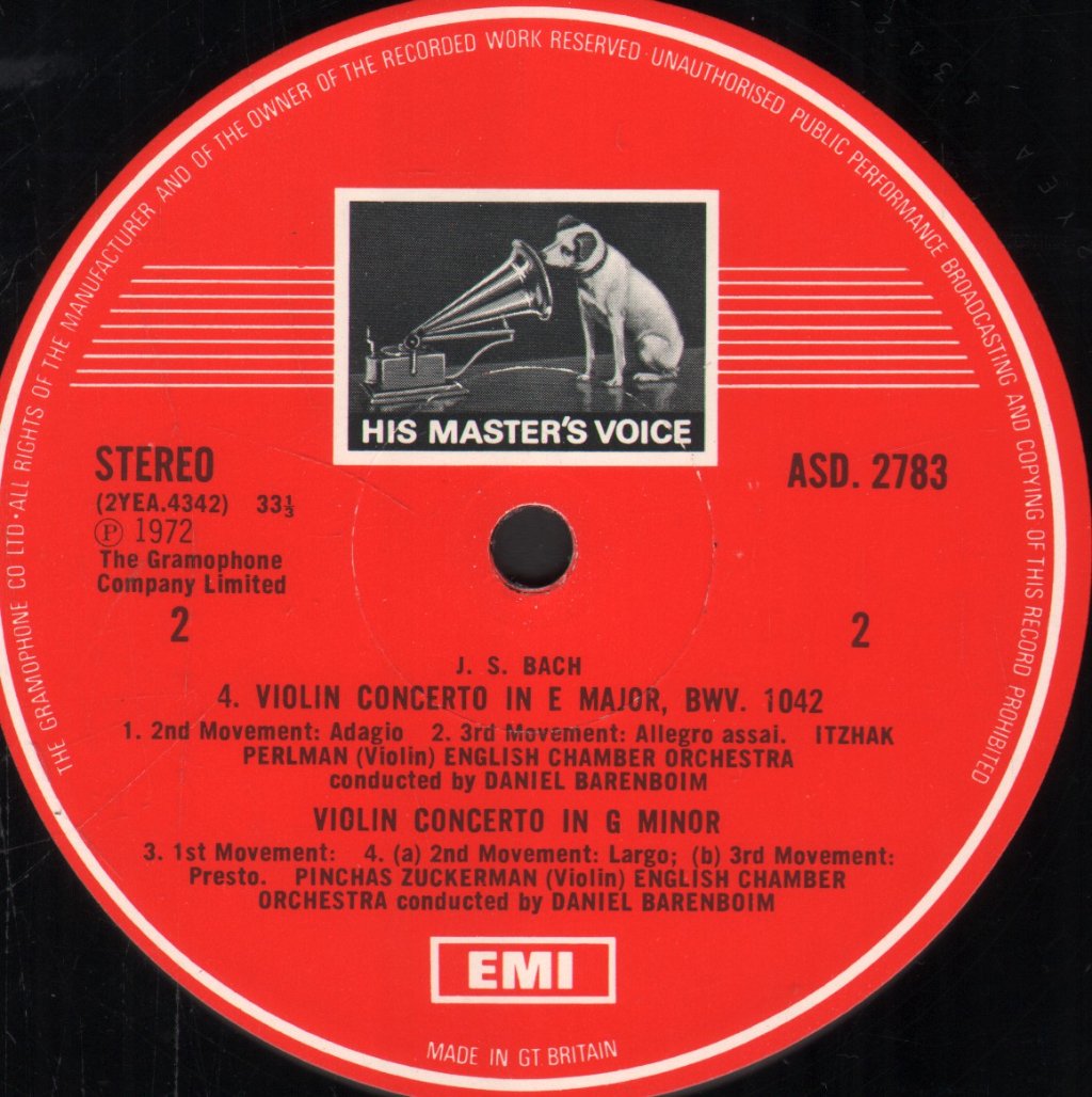 Daniel Barenboim / Itzhak Perlman / Pinchas Zukerman - J.s. Bach - Double Concerto In D Minor - Lp