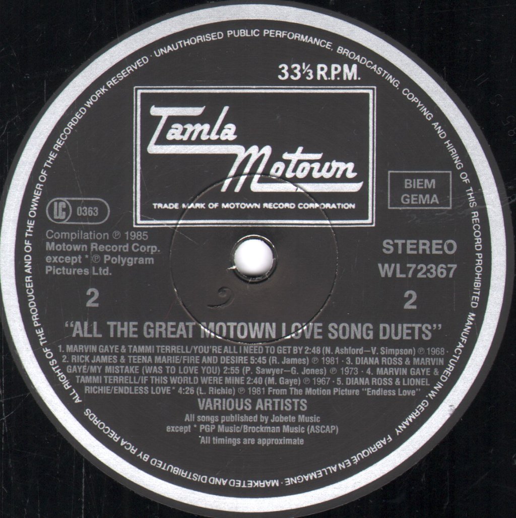 Various Artists - All The Great Motown Love Song Duets - Lp