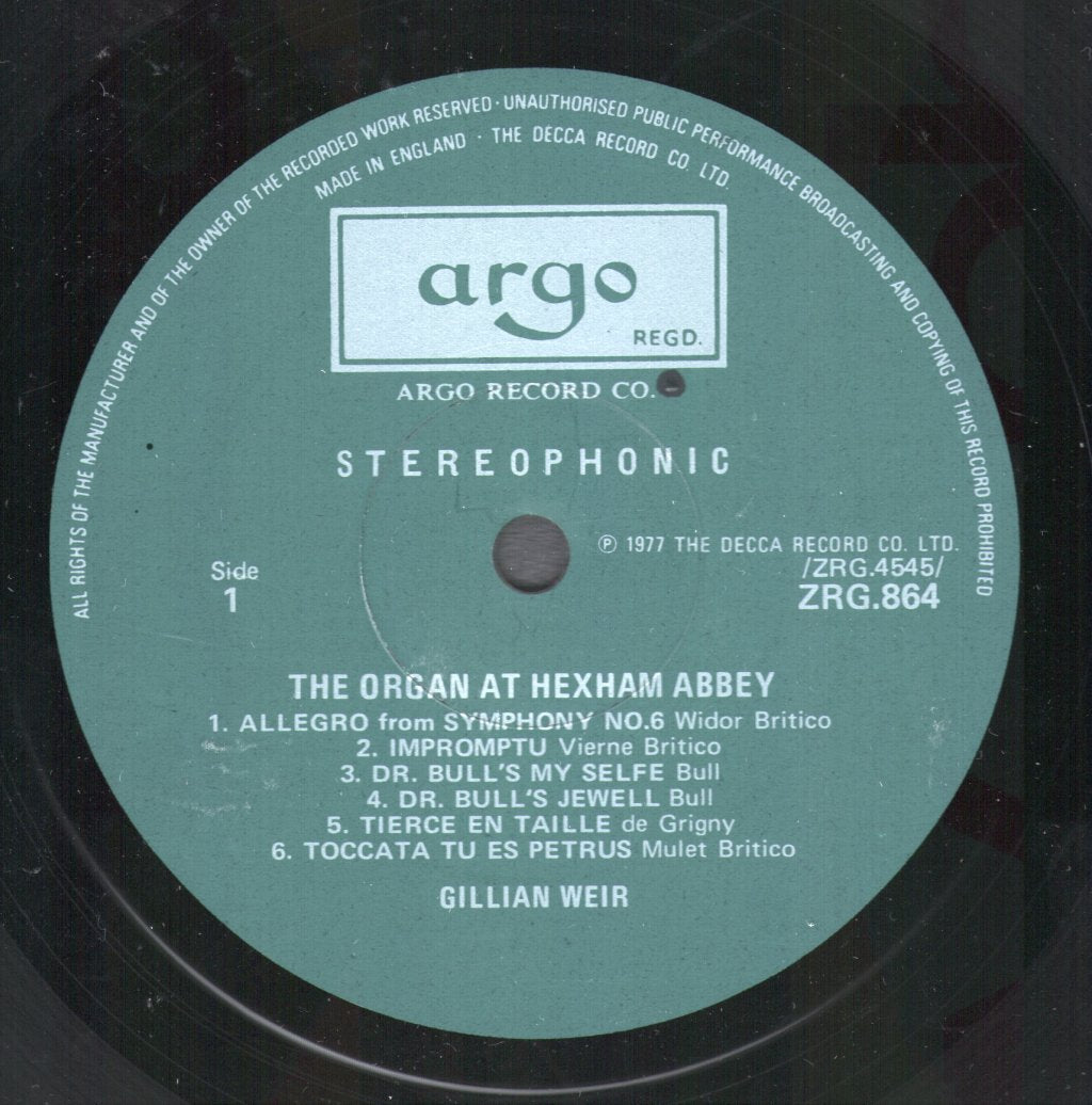 Gillian Weir - Organ At Hexham Abbey - Lp