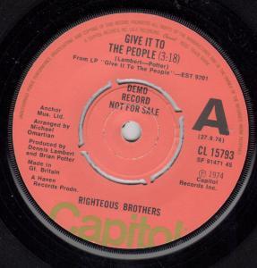 Righteous Brothers - Give It To The People - 7 Inch
