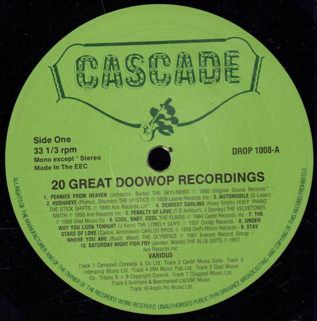 Various Artists - 20 Great Doo Wop Recordings - Lp